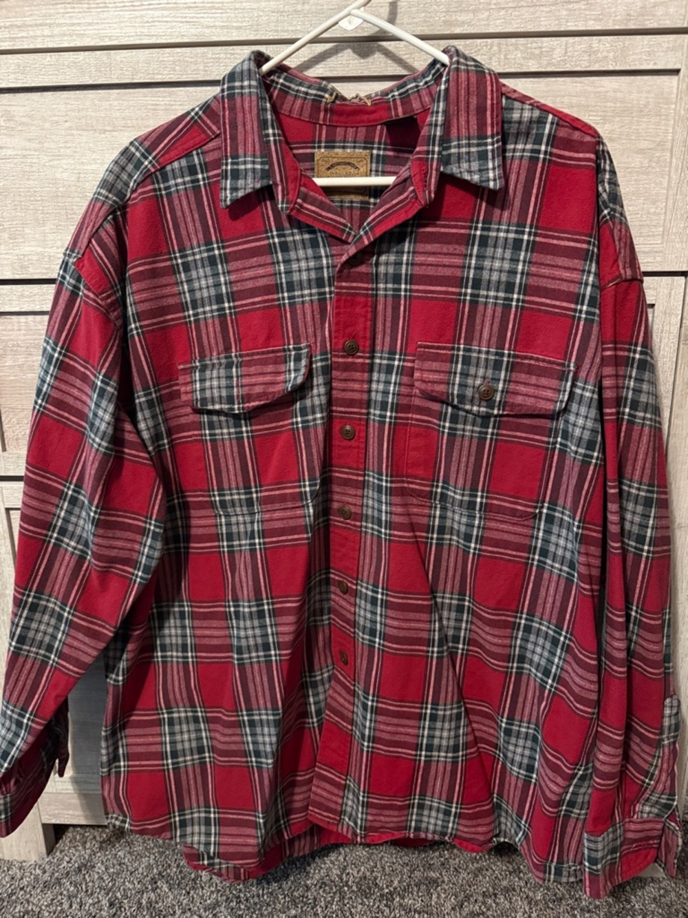 St. John's Bay Red and Black Plaid Long-Sleeve Button-Down Shirt